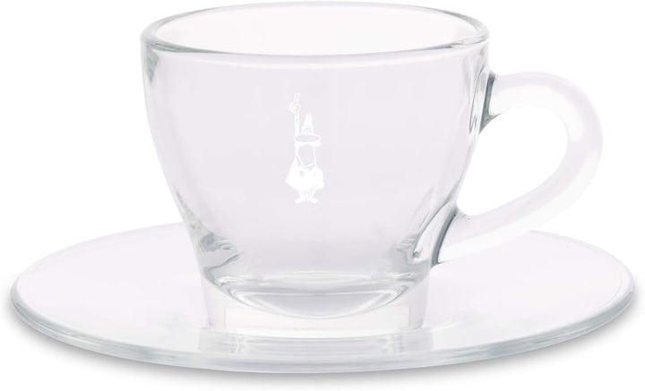 Bialetti Set 2 Glas Tazzine Espresso Istituzionali (con Piattino), Vetro, 2 unità, Durchsichtig 2 x