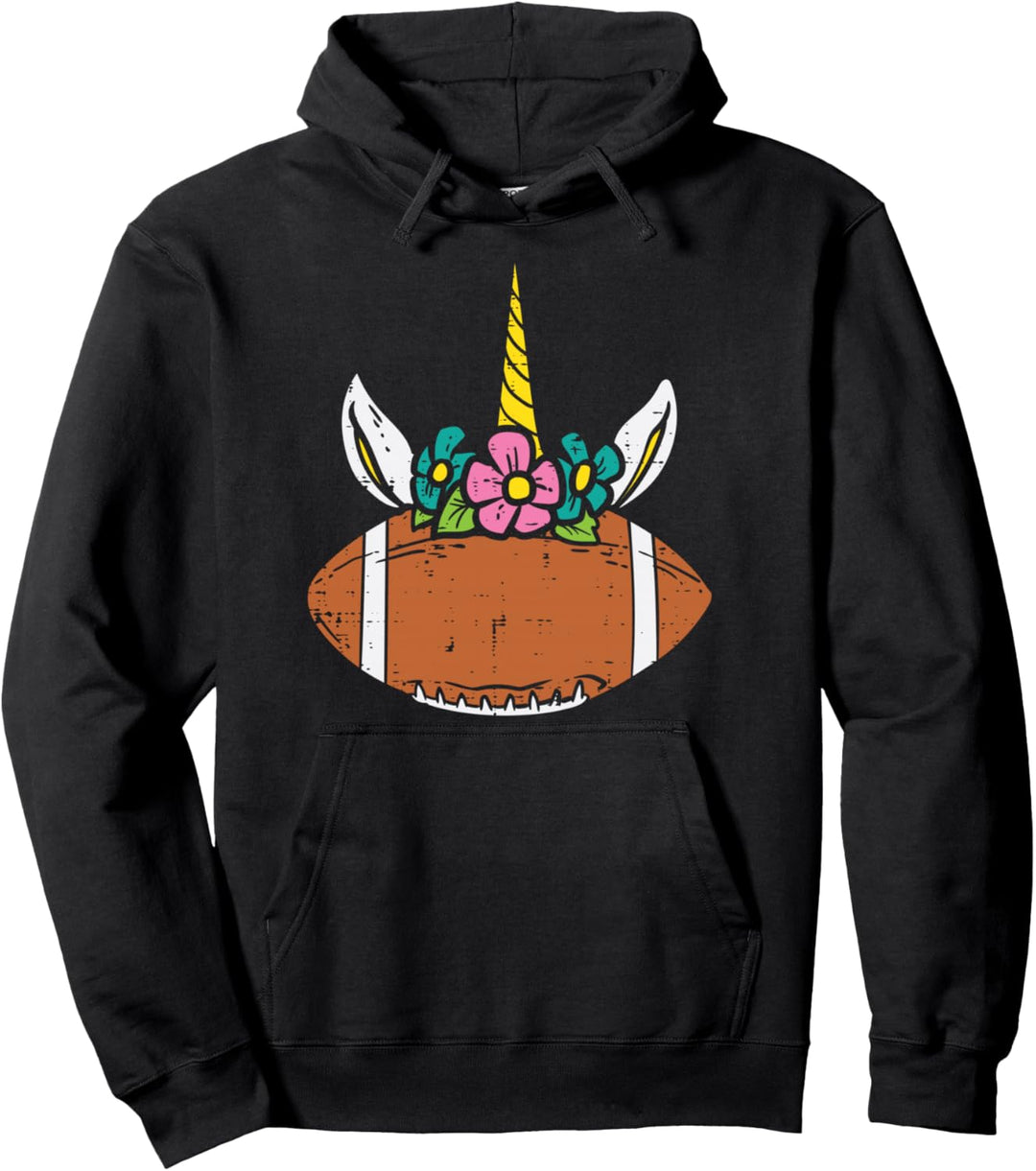 Einhorn-Kopf, American Football, niedlicher Fanspieler, Mädchen, Frauen Pullover Hoodie