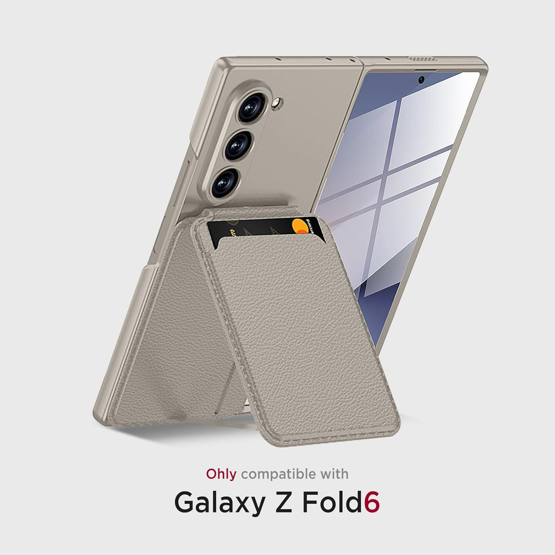 Miimall Kompatibel mit Samsung Galaxy Z Fold 6 Hülle mit Displayschutz, Magnetische Kartenhalter Wal