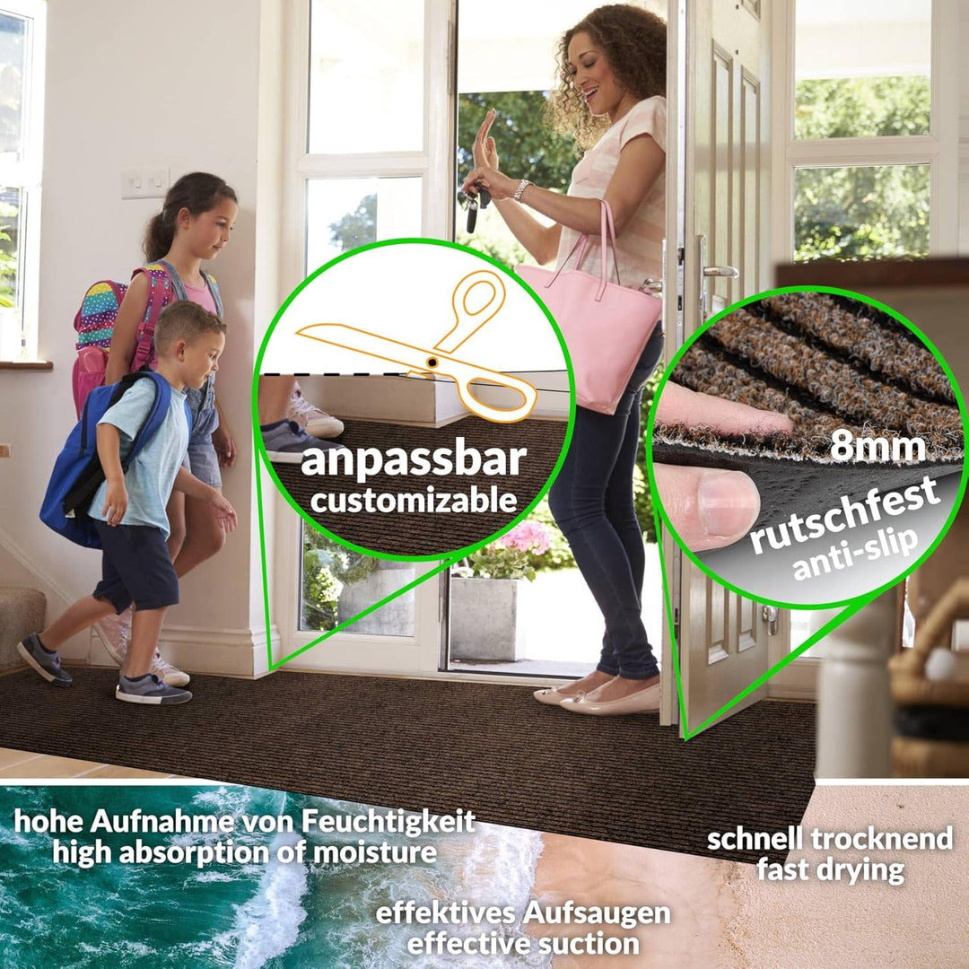 ANRO Schmutzfangmatte Mischa Teppich Läufer Meterware rutschfest & zuschneidbar | Indoor Outdoor Fus