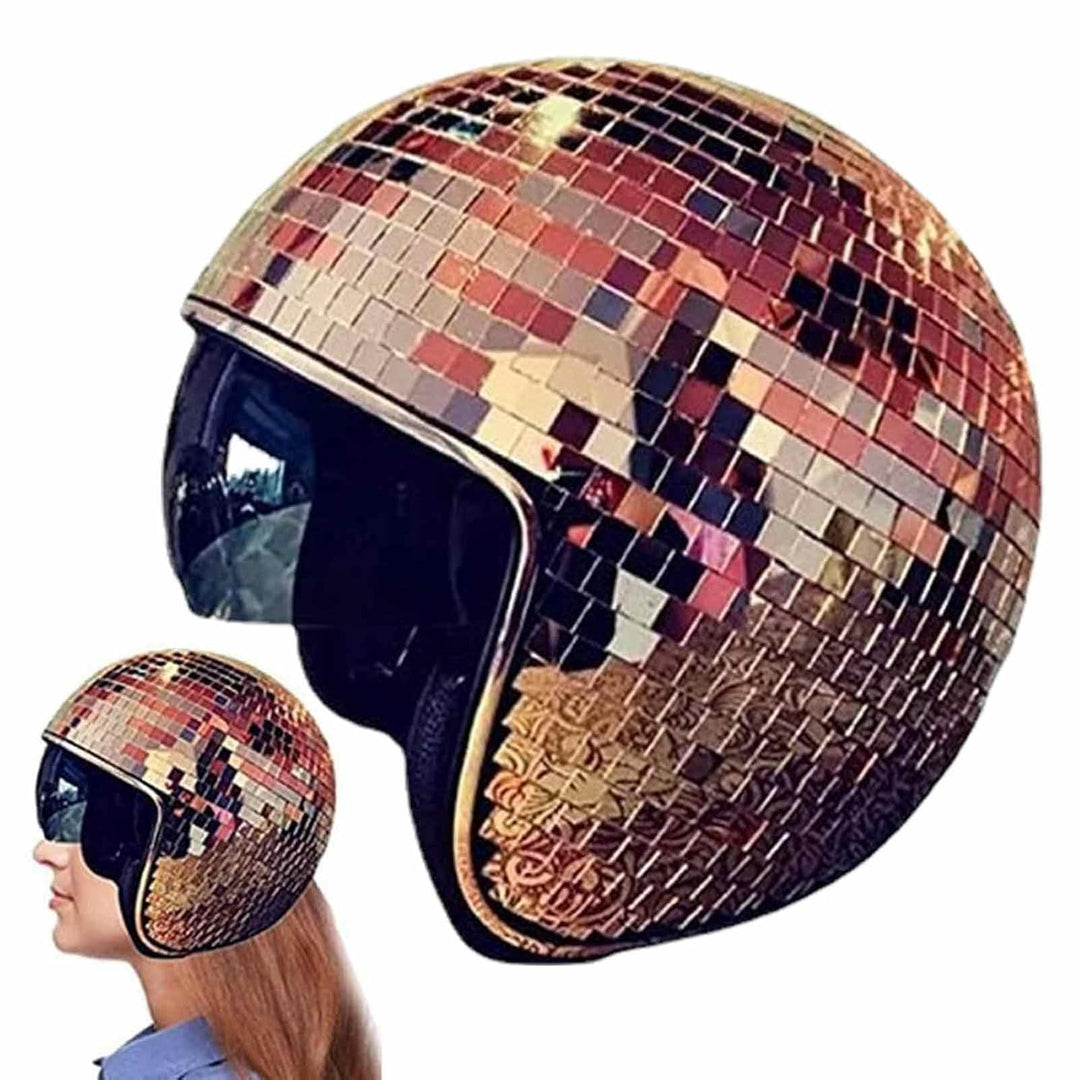 Aizuoni Discokugel-Hüte Disco-Helm, Klassische Disco-Kappe Mit Einziehbarem Sonnenschutz - DiscoKuge