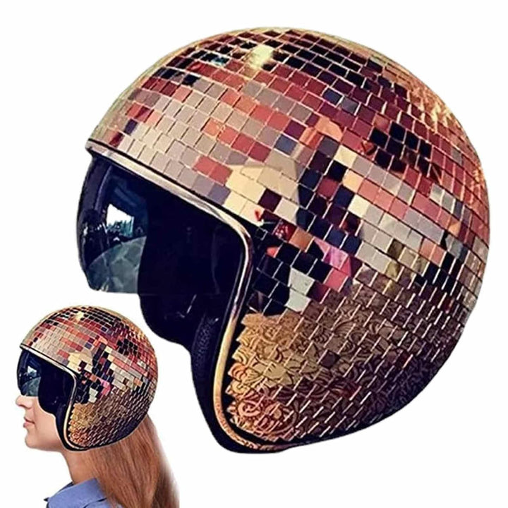 Aizuoni Discokugel-Hüte Disco-Helm, Klassische Disco-Kappe Mit Einziehbarem Sonnenschutz - DiscoKuge