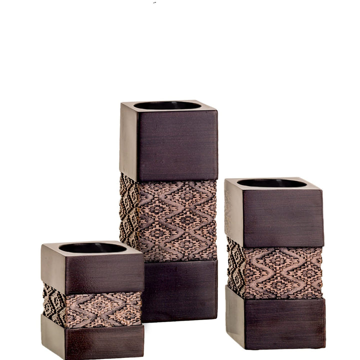 Teelichthalter, Tischdekoration, Geschenk-Set, 3 Stück, 5.1 x 5.1 cm x 8.1 cm, 11.9 cm, Tafelaufsätz