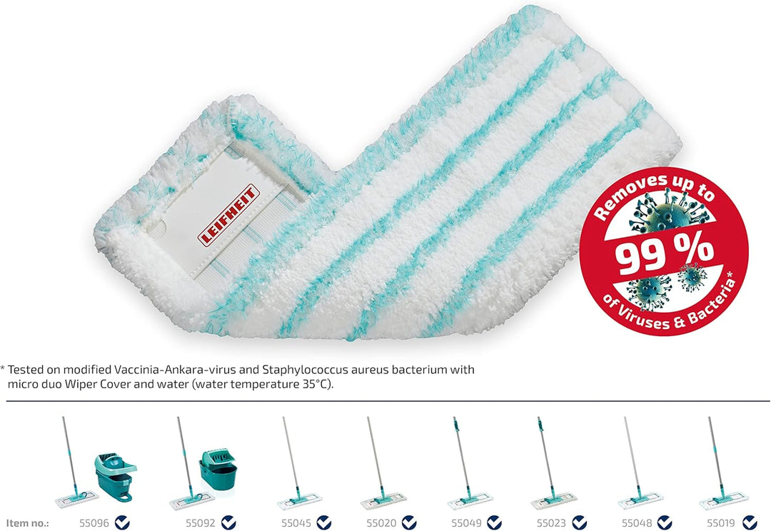 Leifheit Wischbezug Profi XL Micro Duo 3er Set, Bodenwischer Ersatzbezug für alle Bodenarten, nimmt