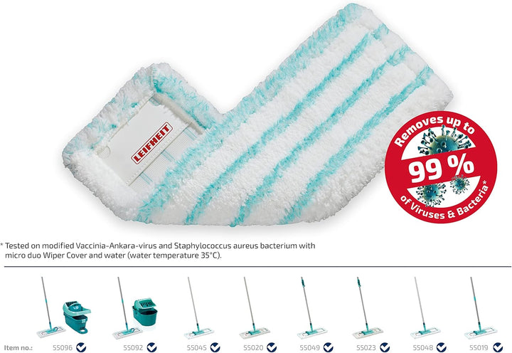 Leifheit Wischbezug Profi XL Micro Duo 3er Set, Bodenwischer Ersatzbezug für alle Bodenarten, nimmt