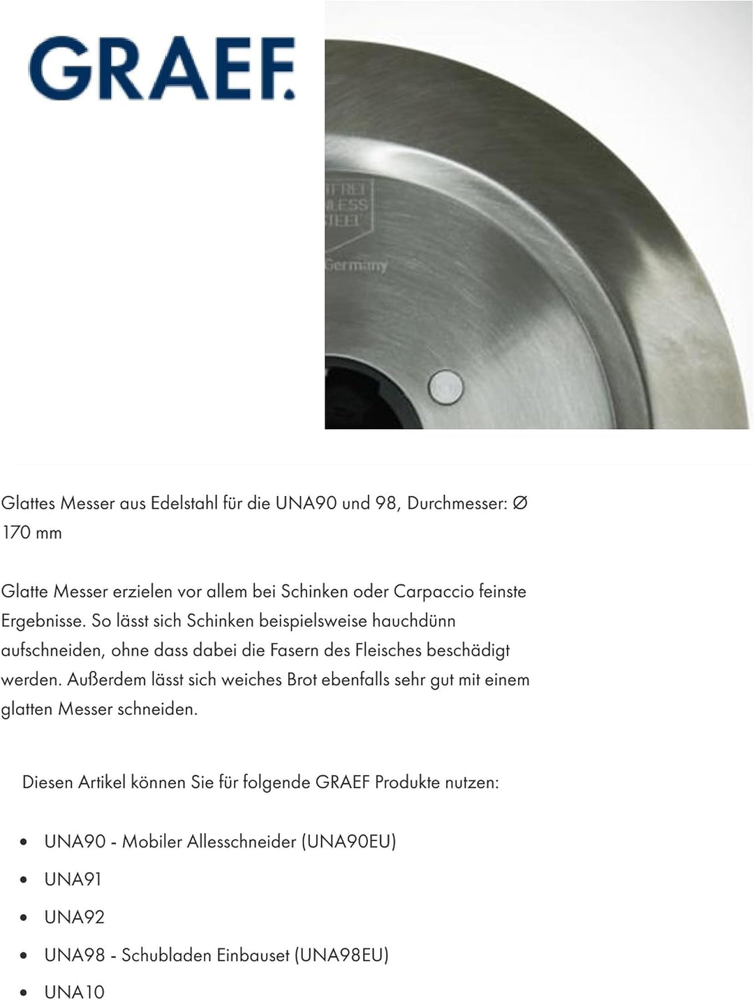 Graef 145350 Messer glatt Una
