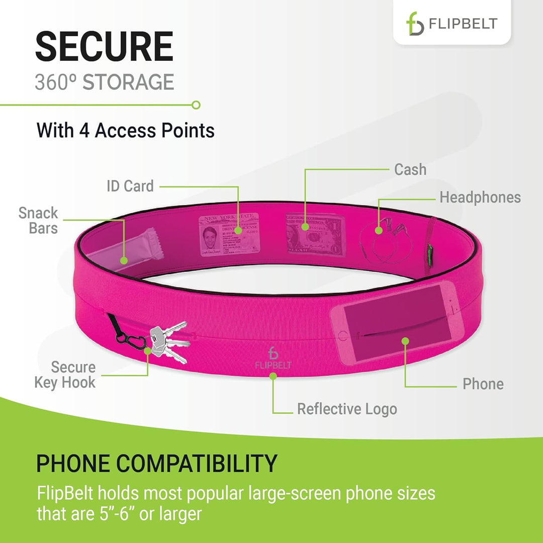 FlipBelt Classic - Gürtel mit Mehreren Taschen, Unisex XL Hot Pink, XL Hot Pink