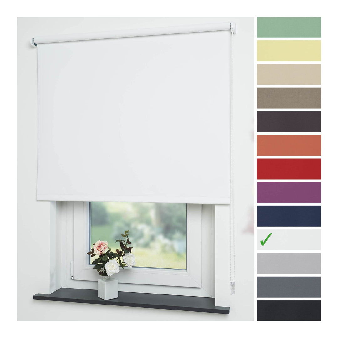 Liedeco® Rollo, Fenster Rollo, Kettenzug-Rollo / 92 x 180 cm (Breite x Höhe), weiss/Verdunkelnd, Abd