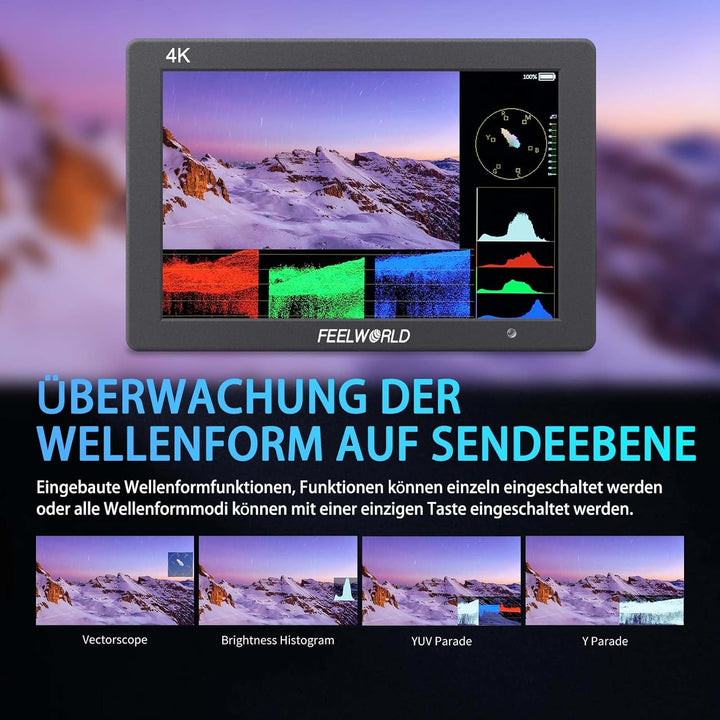Feelworld T7PLUS Kamera DSLR Feld Monitor 7 Zoll 3D LUT Waveform Vector Scope 1920x1200 4K HDMI Bild