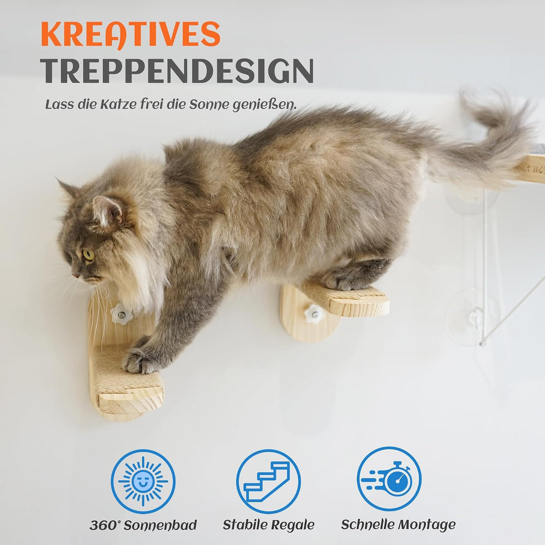 PETKARAY Katzen Fensterliege, Katzenhängematte Fensterbank, Faltbares Katzenbett mit Stahlrahmen &amp; S