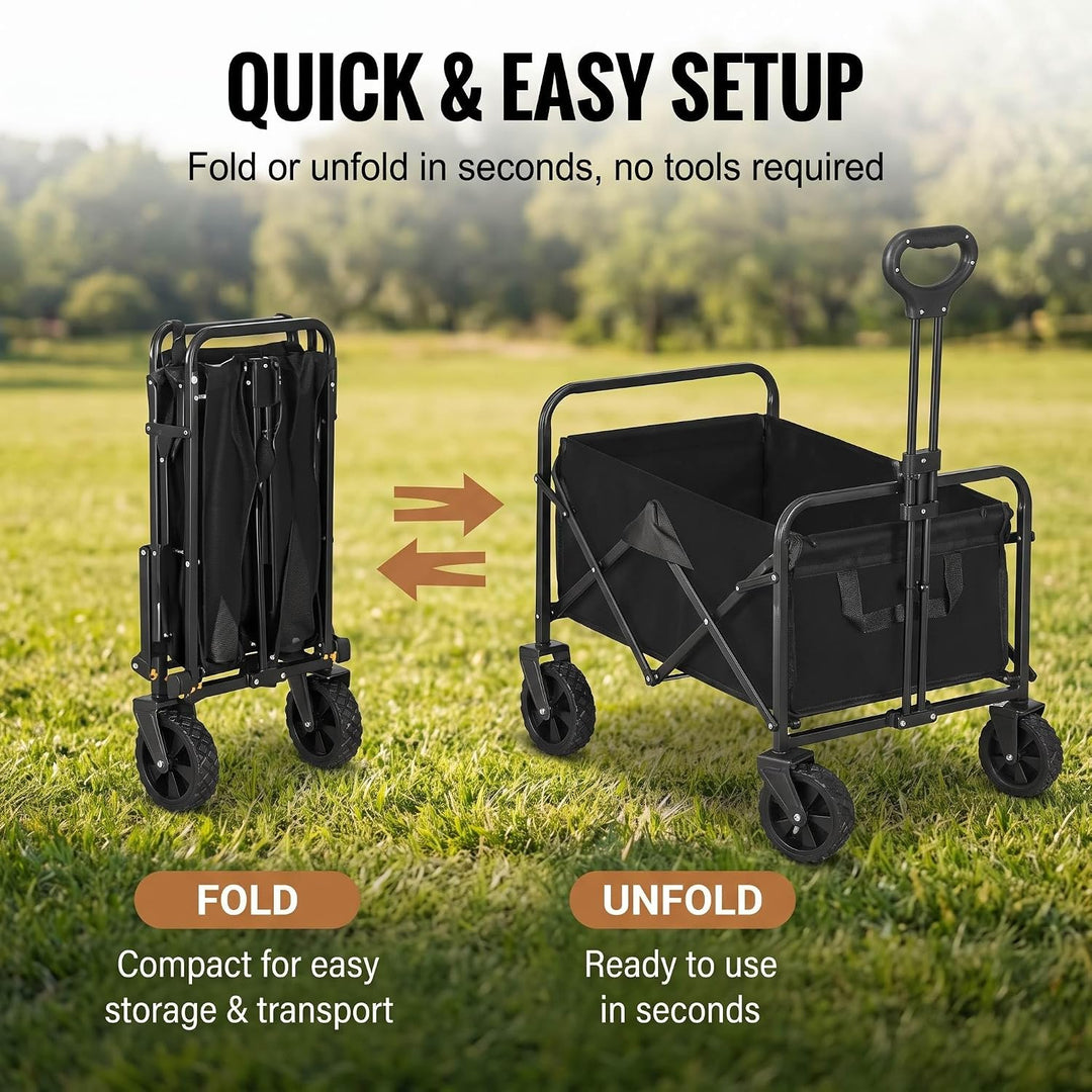 Faltbarer Bollerwagen, 150 kg, 360° Räder, Handwagen für Strand &amp; Garten | Bequem transportieren sta