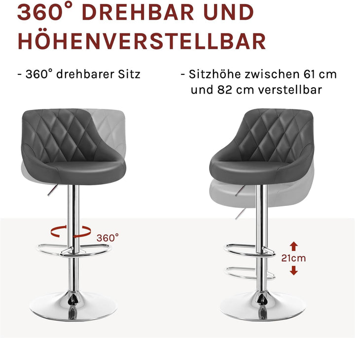 WOLTU 4er Set Barhocker Bistrohocker Tresenhocker Barstuhl Höhenverstellbar, Drehbar, Sitzfläche aus
