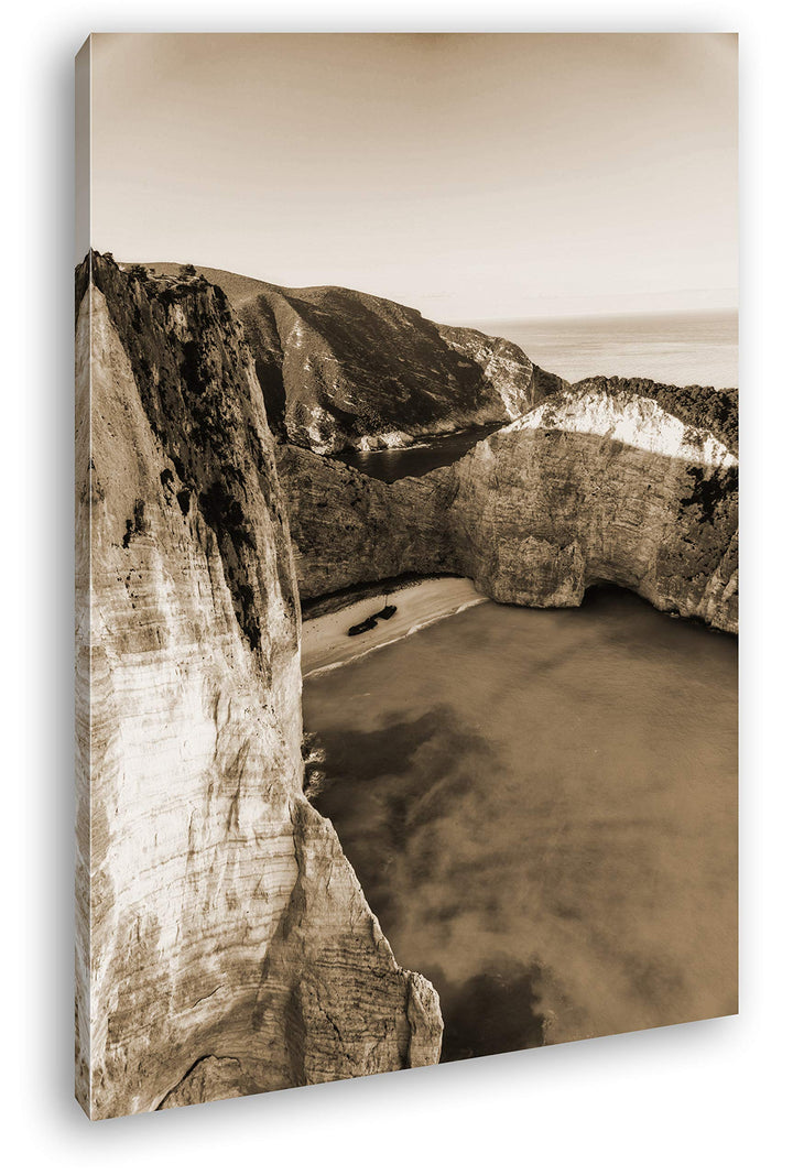 deyoli exotische Bucht Format: 80x60 Effekt: Sepia als Leinwandbild, Motiv fertig gerahmt auf Echtho