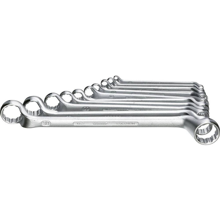 GEDORE Doppelringschlüssel Satz, 10-teilig, 6-32 mm, gekröpft, geschmiedet, Premium Handwerkzeug-Set