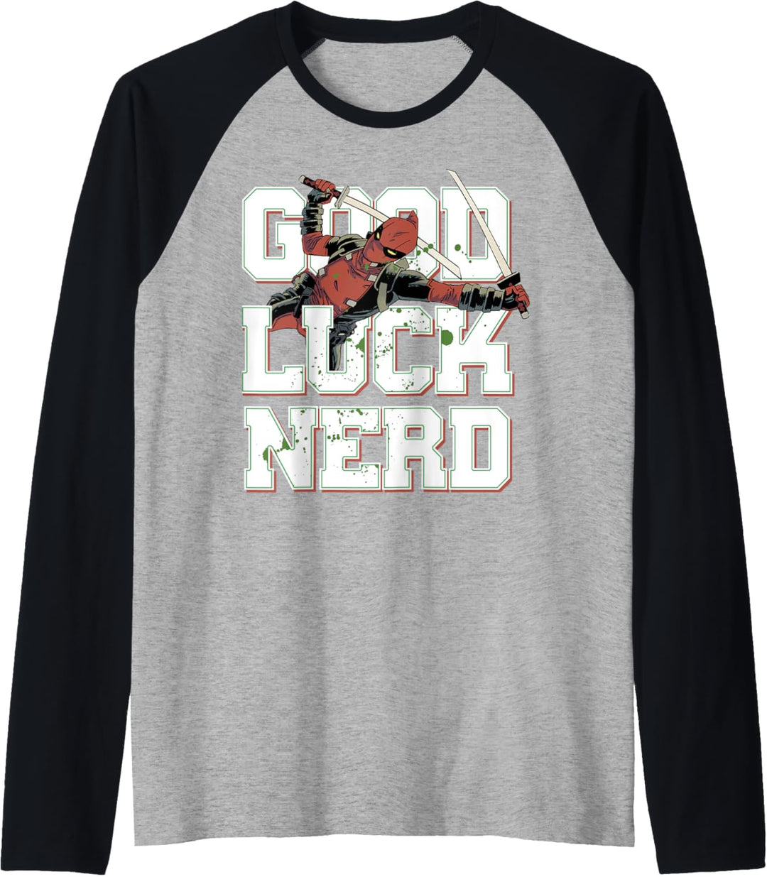 Marvel Deadpool Good Luck Nerd Raglan