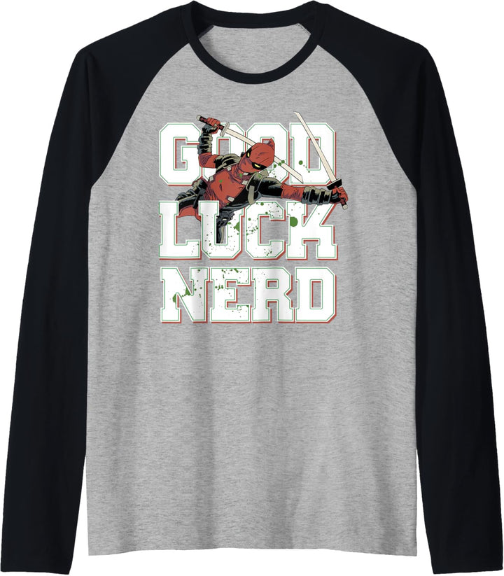 Marvel Deadpool Good Luck Nerd Raglan