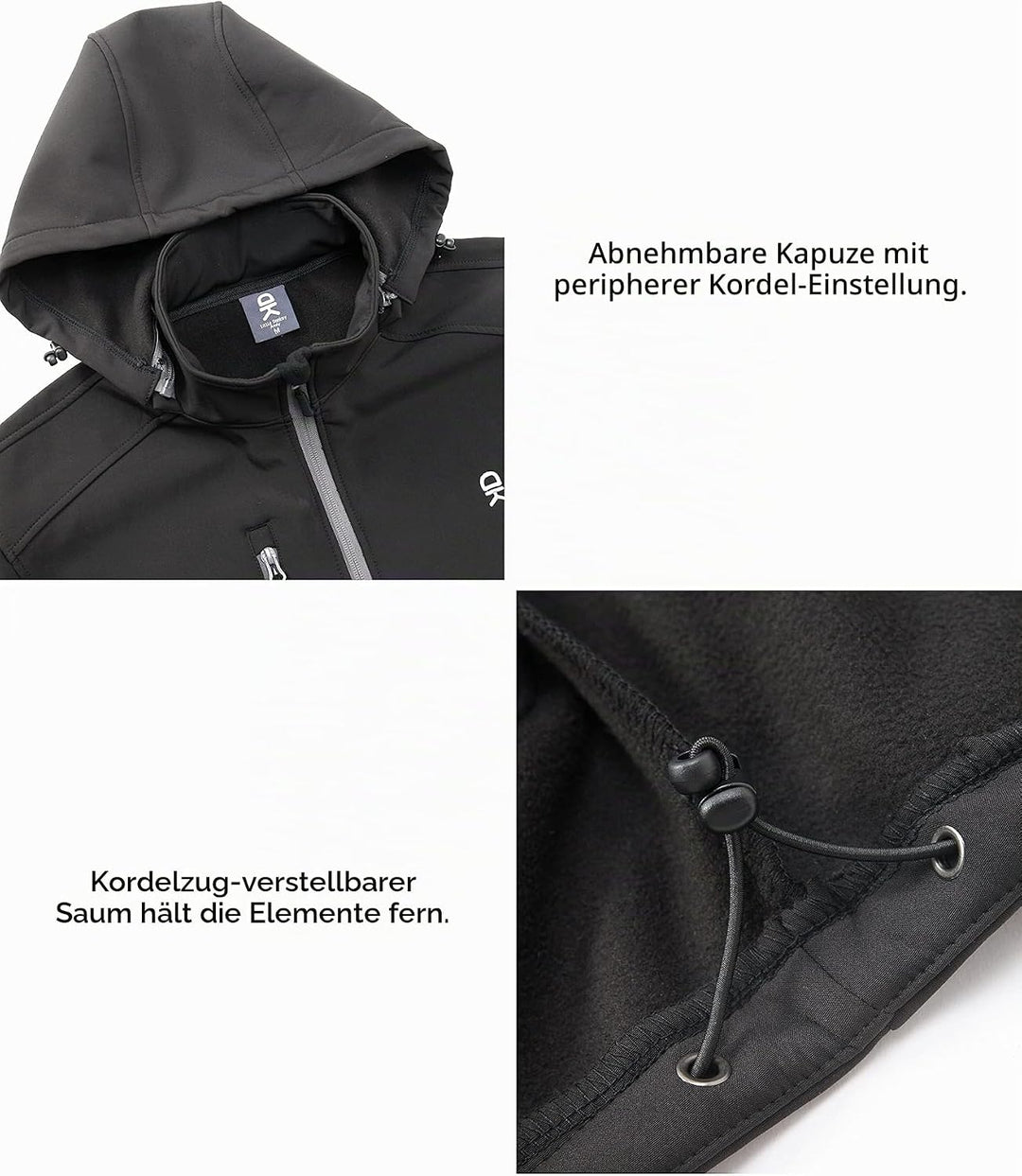 Little Donkey Andy Softshelljacke für Damen mit abnehmbarer Kapuze, Fleecefutter und Wasserabweisend