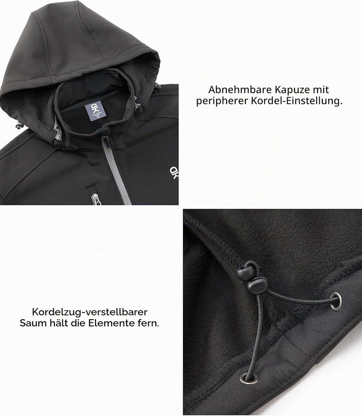 Little Donkey Andy Softshelljacke für Damen mit abnehmbarer Kapuze, Fleecefutter und Wasserabweisend