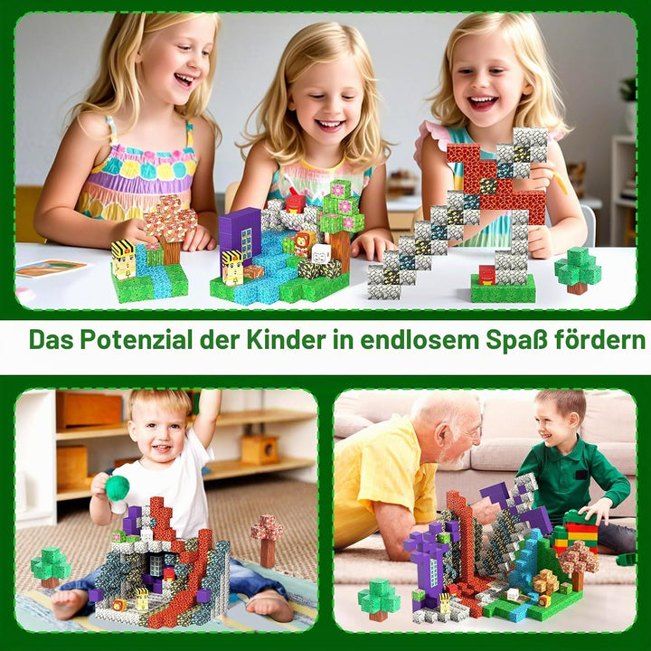 150 Stück Magnetische Bausteine,Magnetische Bausteine Bauspielzeug, Magnetisches Spielzeug Blöcke, M