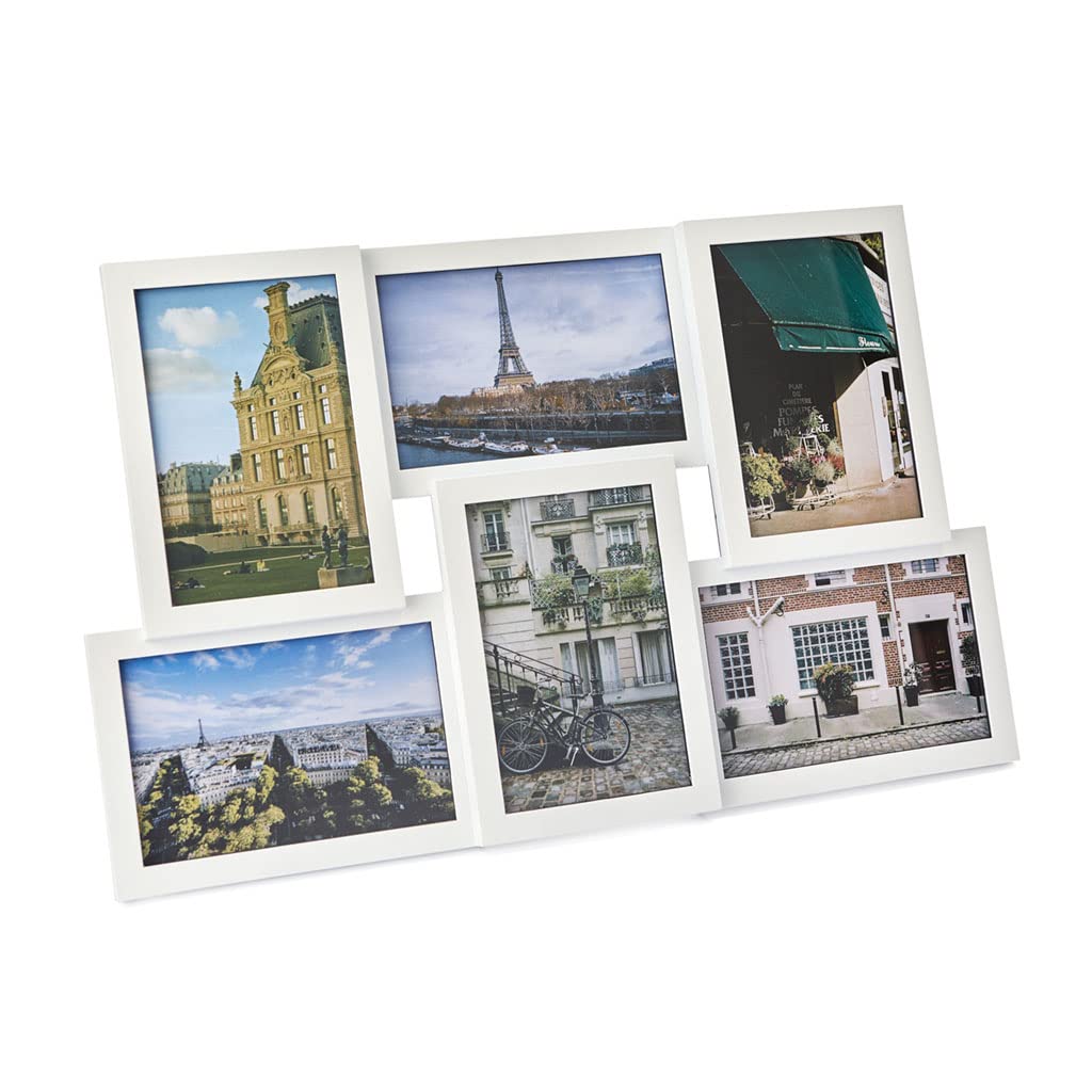 balvi Fotorahmen Isernia Weiss Fassungsvermögen: 6 Fotos Fotogrösse: 10 x15 cm Zum Aufstellen oder z