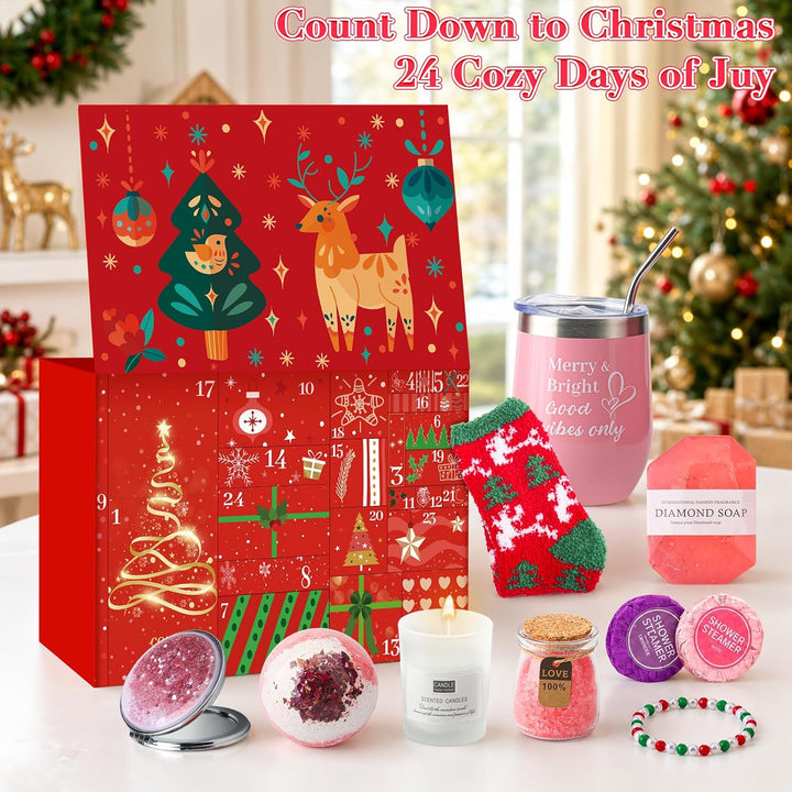 Adventskalender für Frauen 2025 - Weihnachtskalender mit Beauty-Produkten, Schmuck, Accessoires - Pe