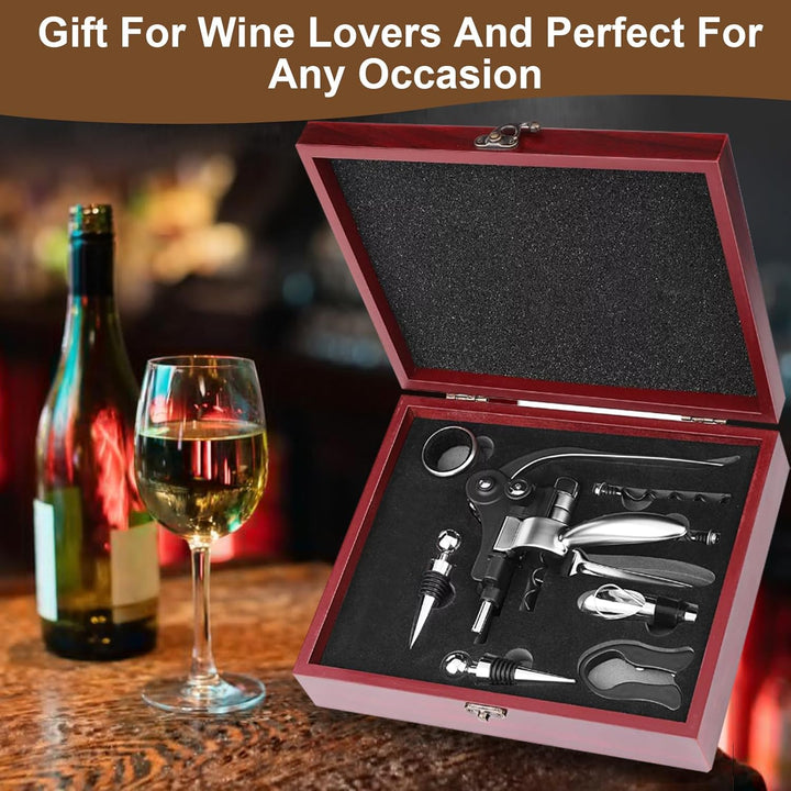 Korkenzieher Wein Set, 8 Stück Manueller Weinöffner Sommelier-Sets, Edelstahl Rotwein Flaschenöffner