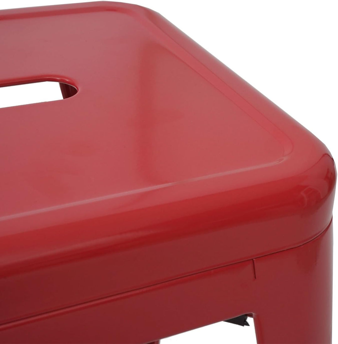 4er-Set Hocker HWC-A73, Metallhocker Sitzhocker, Metall Industriedesign stapelbar - rot
