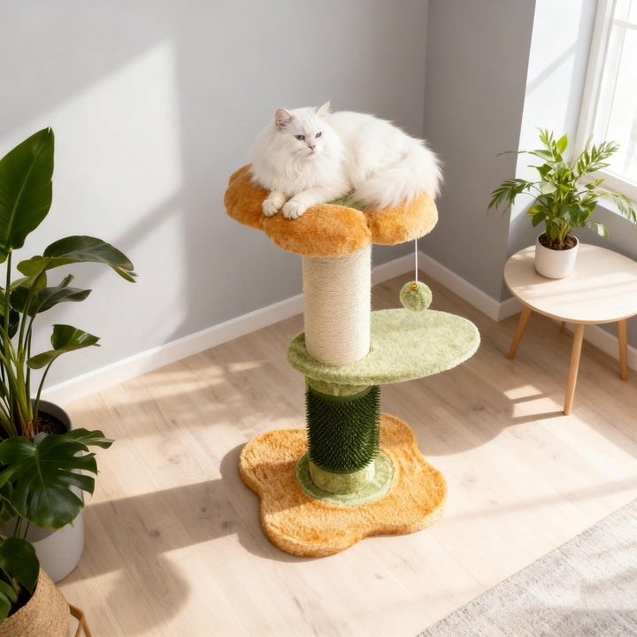SOARS Kratzbaum, 69 cm hoch, 13 cm Dicker Stamm, Katzenbaum mit Kratzsäule, Selbstpflegegerät, Hänge