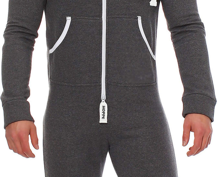 Gennadi Hoppe Herren Jumpsuit – Weicher & Bequemer Hausanzug M dunkelgrau, M dunkelgrau