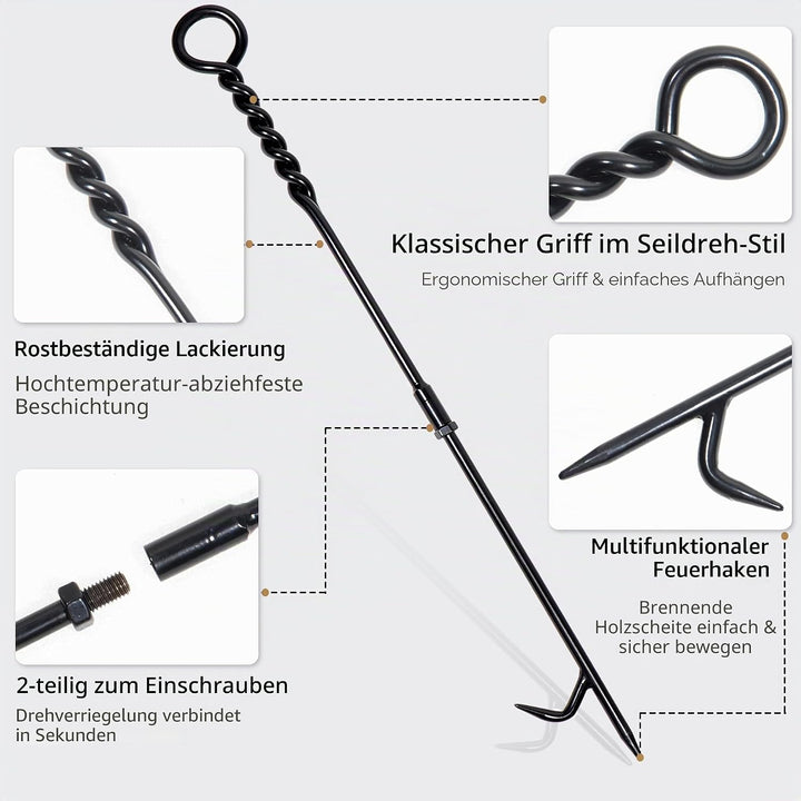 Schürhaken Robuster 66cm Kurzer Schürhaken Kamin Feuerhaken aus Stahl für Feuerschale Kamine Feuerst