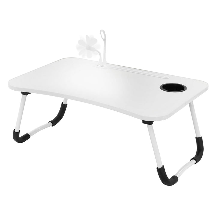 ML-Design Laptoptisch fürs Bett/Sofa, Weiss, 60x40 cm, Betttisch klappbar, Notebook Tisch mit 4 USB