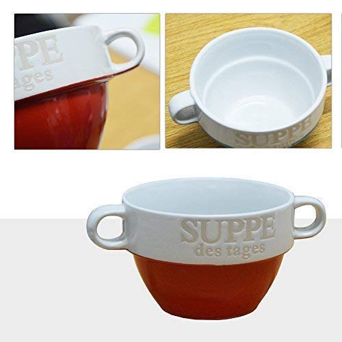 DRULINE 8 Stück Suppentasse aus Keramik mit Schriftzug Suppe des Tages Ø 13 cm Rot 8 Stück Rot, 8 St