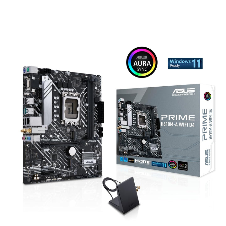 ASUS Prime H610M-A WiFi D4 Mainboard Sockel Intel LGA 1700 (Intel H610, mATX, WiFi 5, DDR4 Speicher,