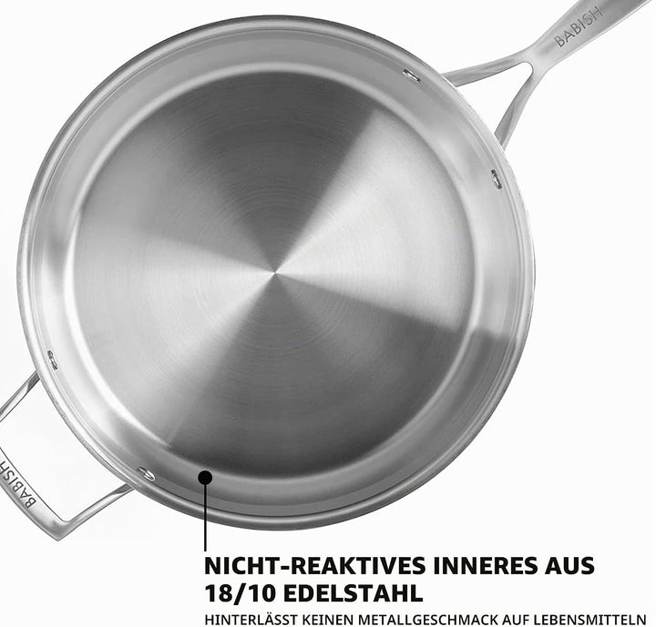 Babish Tri-Ply Stainless Steel Saute Pan w/Lid, 5-Quart Saute Pan (5-Quart), Saute Pan (5-Quart)