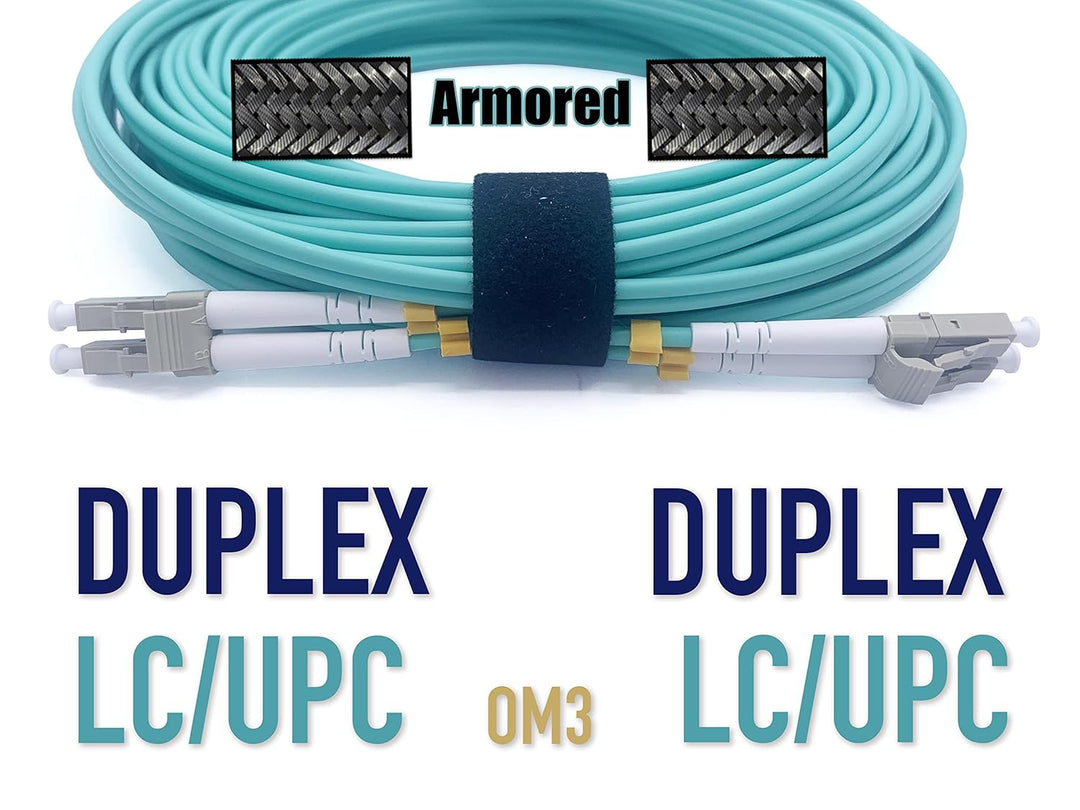 Elfcam® Glasfaserkabel aus Stahl, geschirmt, LC/UPC auf LC/UPC OM3 Multimode Duplex, 50/125 um (35 m
