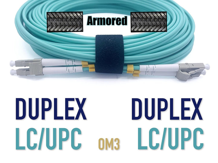 Elfcam® Glasfaserkabel aus Stahl, geschirmt, LC/UPC auf LC/UPC OM3 Multimode Duplex, 50/125 um (35 m