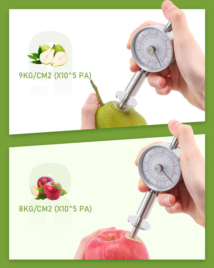 NEWTRY Frucht Penetrometer Fruchthärteteprüfer zur Bestimmung der Reife von Früchte mit 2 Prüfspitze