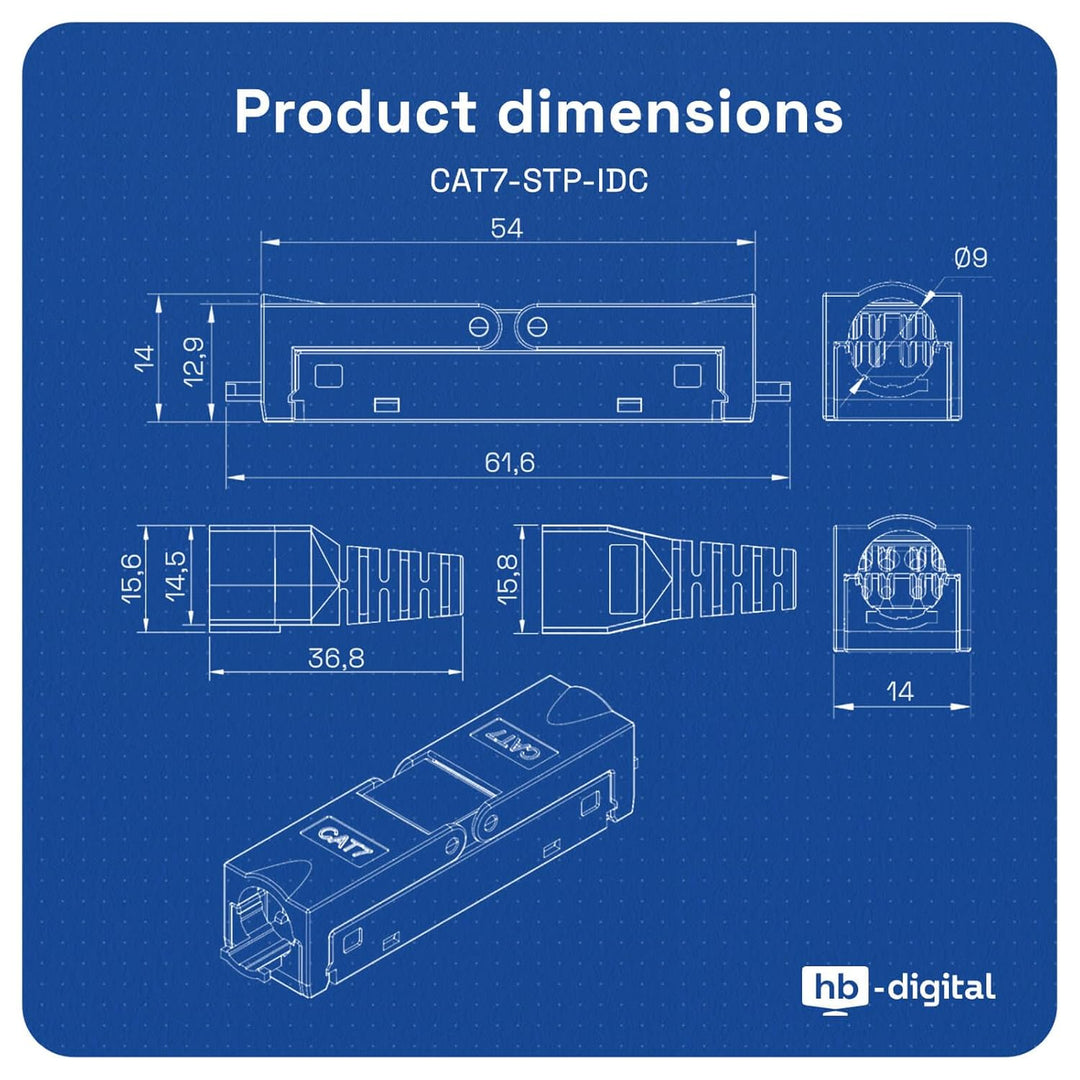 HB-DIGITAL 5x Cat7 LSA Netzwerkkabel Verbinder werkzeugloser mit Knickschutzhülle STP feldkonfektion