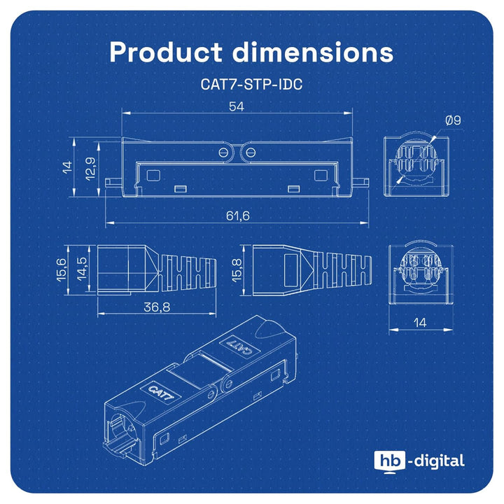HB-DIGITAL 5x Cat7 LSA Netzwerkkabel Verbinder werkzeugloser mit Knickschutzhülle STP feldkonfektion