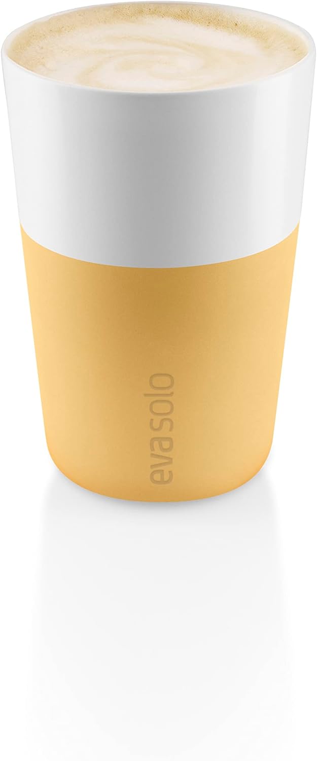 EVA SOLO | 2 Cafe Latte-Becher Golden sand | Gut zu halten durch Silikonbeschichtung | Golden sand L