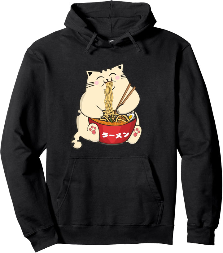 Ramen Cat Kawaii Anime Noodles Hashi Japanese Manga Lover Pullover Hoodie