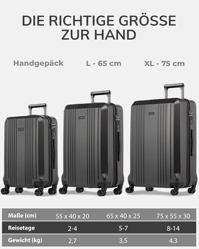 FERGÉ Kofferset Hartschale 3-teilig TSA Schloss Cannes Trolley-Set - 3er Set Hartschalenkoffer Roll-
