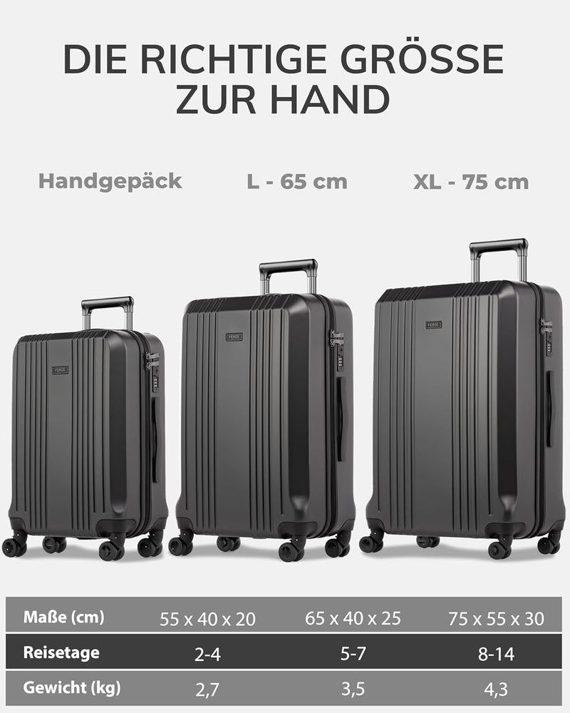 FERGÉ Kofferset Hartschale 3-teilig TSA Schloss Cannes Trolley-Set - 3er Set Hartschalenkoffer Roll-