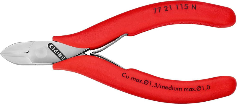 Knipex Elektronik-Seitenschneider mit durchgestecktem Gelenk mit Kunststoff überzogen 115 mm 77 21 1