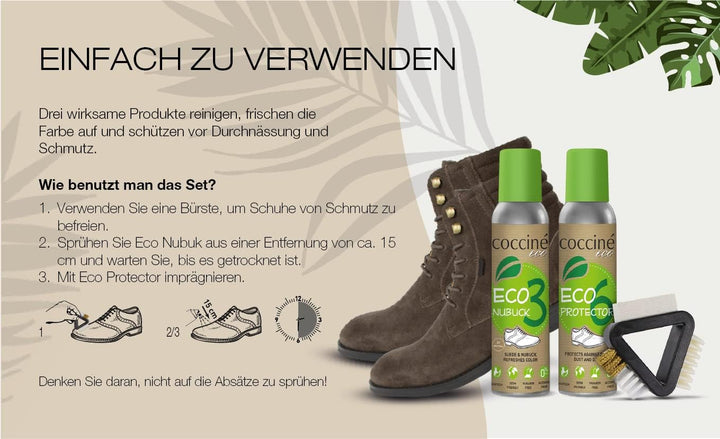 Coccine - Wildleder Pflege + Imprägnierspray Schuhe Set, Nubukleder Pflege, Impregnierungsspray Schu