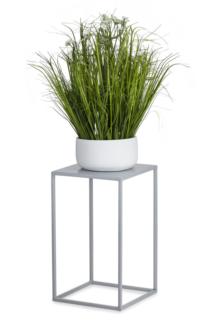 Blumenständer Metall Grau 46 cm Hoch - Solider und Robuster Blumenhocker Metall - Pflanzenständer fü