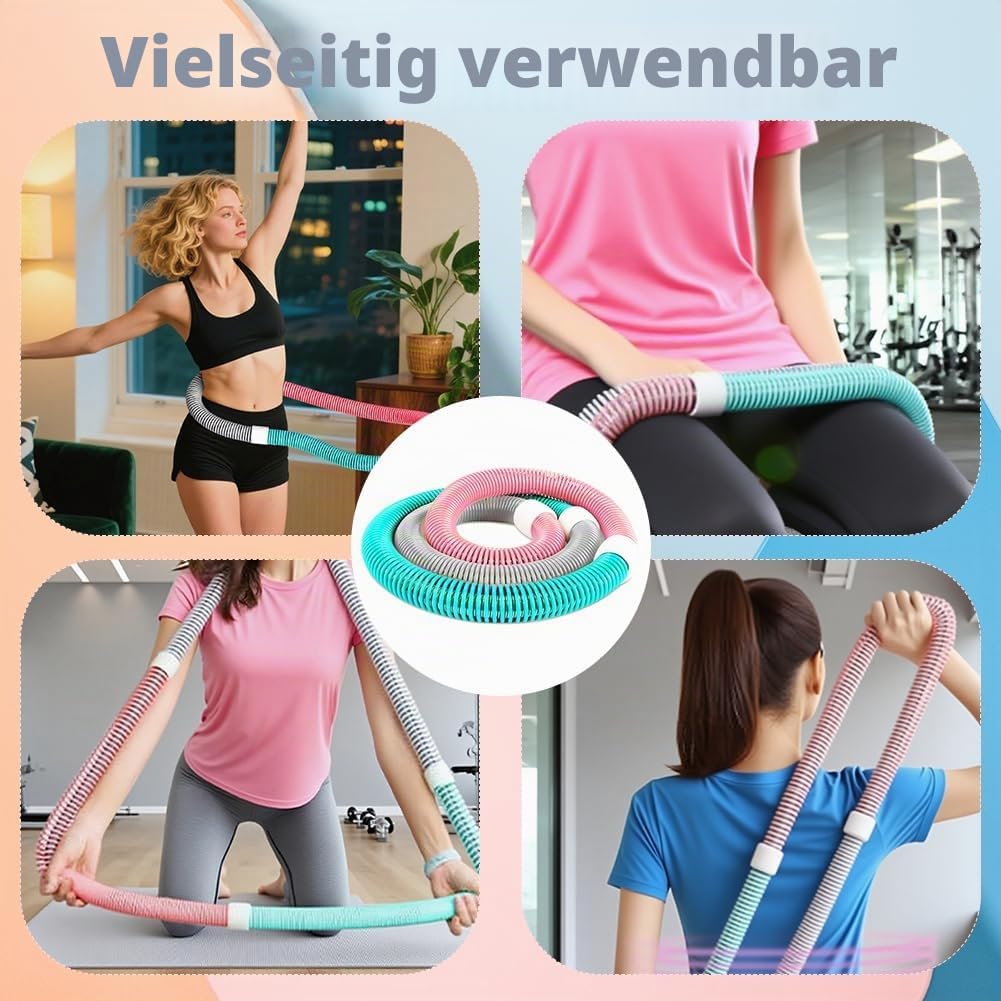 Weicher Hula Hoop gewichtet für Erwachsene, Faltbarer Fitness Hulahoop zum Abnehmen, weiche Spring H