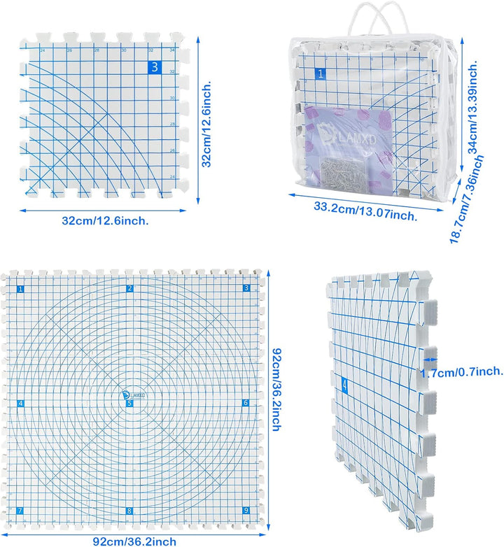 LAMXD Blocking Mats for Knitting-Blockiermatten zum Stricken von extra dicken Blockierbrettern mit G