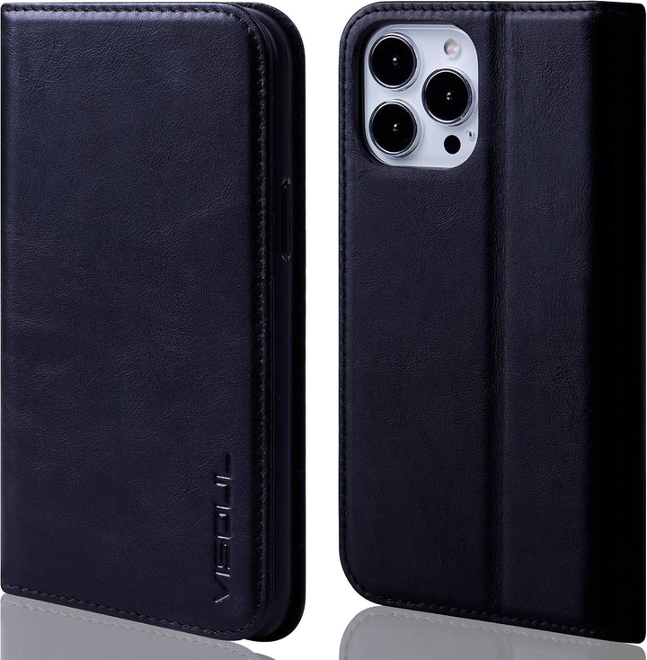 VISOUL Hülle für iPhone 13 Pro Handyhülle Schutzhülle TPU [Erstklassiges Echtleder] [Kartenfach] [Ma