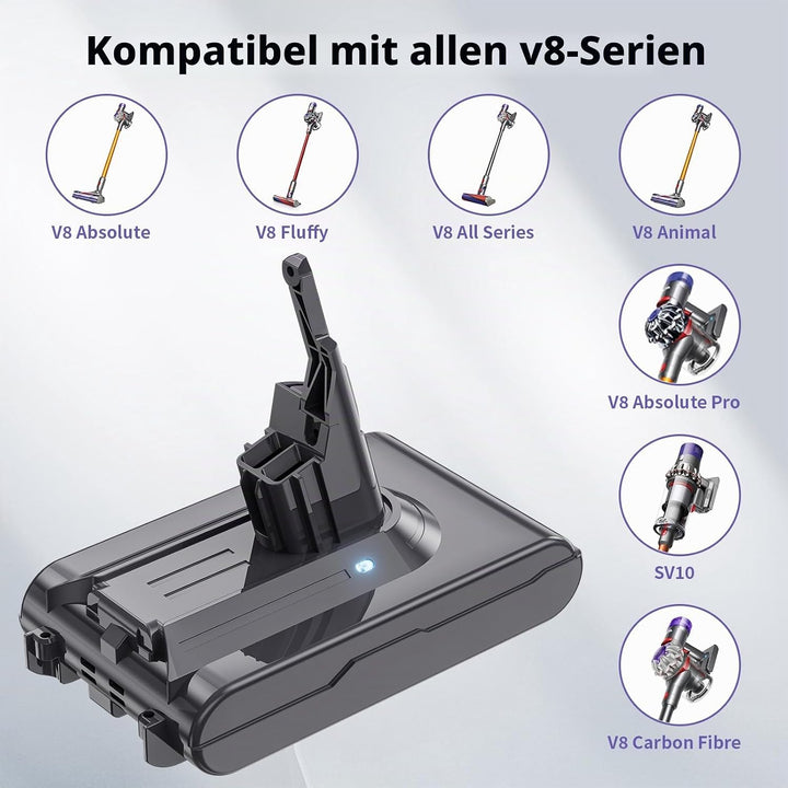 V8 Akku für Dyson, Ersatzakku für Dyson SV10 4600mAh Kompatibel mit V8 Absolute Animal Fluffy Motörh